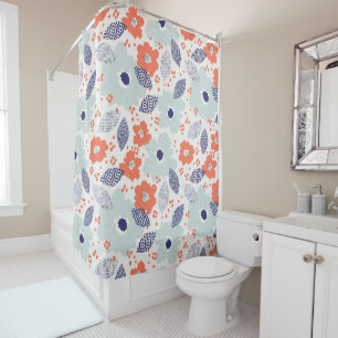 Orange & Blue Modern Flower Pattern