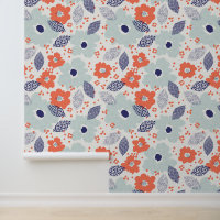 Orange & Blue Modern Flower Pattern