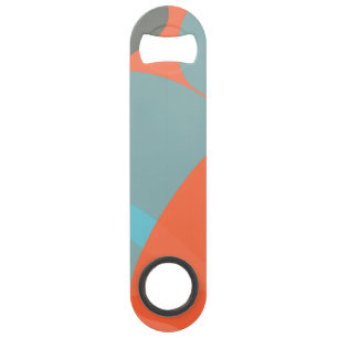 Orange, blue, modern, trendy wavy organic shapes bar key