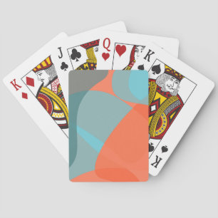 Orange, blue, modern, trendy wavy organic shapes playing cards