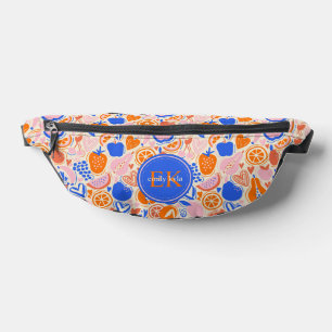 Orange Blue Monogram Fruits Vegetables Fanny Pack