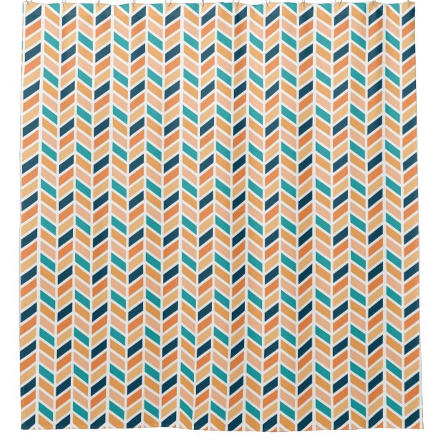 Orange, Blue, Navy Herringbone Pattern Design (Front)