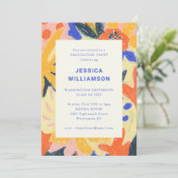 Orange Blue Painterly Floral Graduation Party