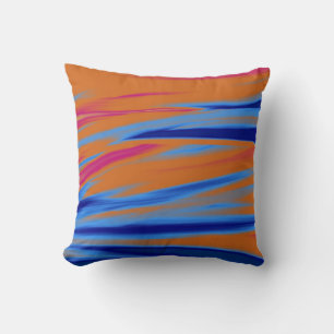 Orange, Blue Painting Art Design Abstract Throw Pillow