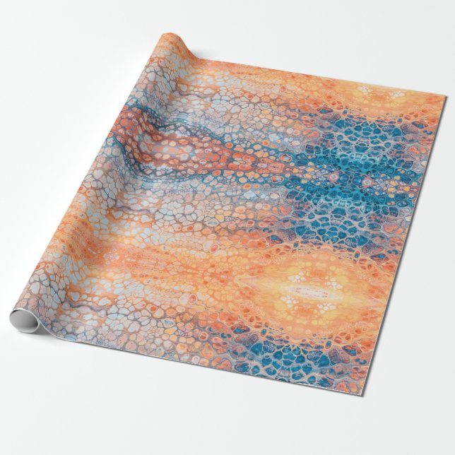 Orange/Blue Pebbles Wrapping Paper (Unrolled)