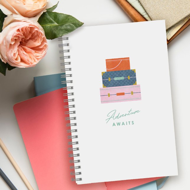 Orange Blue Pink Adventure Awaits Spiral Notebook (Creator Uploaded)