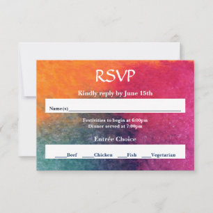 Orange Blue Pink Watercolor - RSVP Card