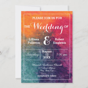 Orange Blue Pink Watercolor - Wedding Invitation