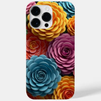 ORANGE BLUE PINK WHITE 3-D LOOK FLOWERS