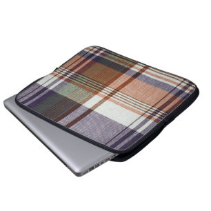 Orange & Blue Plaid Laptop Sleeve
