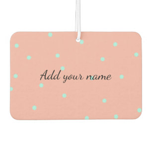 Orange blue polka dots abstract add name text t th air freshener