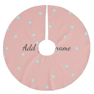 Orange blue polka dots abstract add name text t th brushed polyester tree skirt