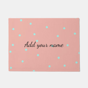 Orange blue polka dots abstract add name text t th doormat