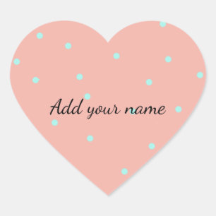 Orange blue polka dots abstract add name text t th heart sticker