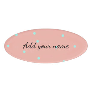 Orange blue polka dots abstract add name text t th name tag
