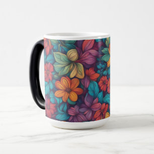 Orange Blue Purple Abstract Floral - Magic Mug