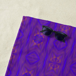 Orange Blue Purple Abstract Trellis Pattern Beach Towel