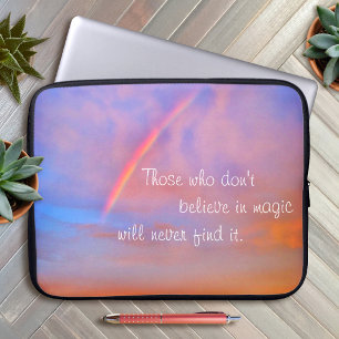 Orange Blue Rainbow Sunset Photo Believe in Magic Laptop Sleeve