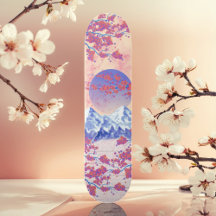 Orange Blue & Red Asiatic Cherry Blossom Sun Moon