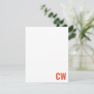 Orange Blue Retro Typography Monogram Initial  Card