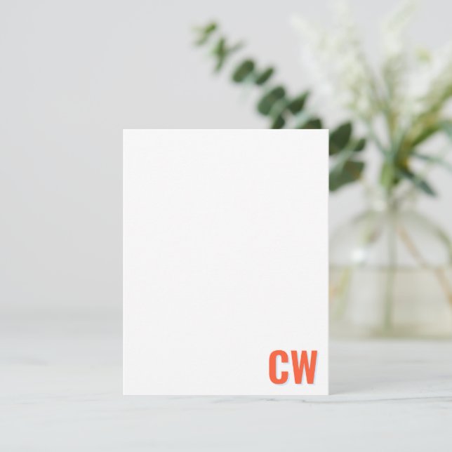 Orange Blue Retro Typography Monogram Initial  Card (Standing Front)