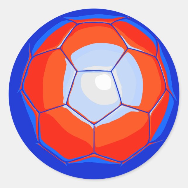 Orange Blue Soccer Ball Classic Round Sticker (Front)