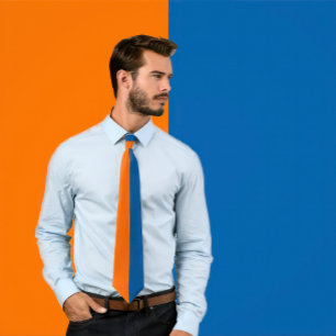 Orange & Blue Split Colour Design Neck Tie