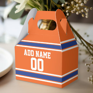 Orange Blue Sports Jersey with Name and Number Favor Box
