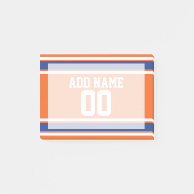 Orange Blue Sports Jersey with Name and Number Post-it Notes (Front)