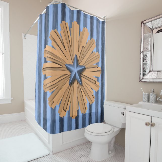 Orange blue star showercurtain (In Situ)
