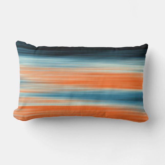 Orange Blue Striped Pattern Lumbar Pillow (Front)