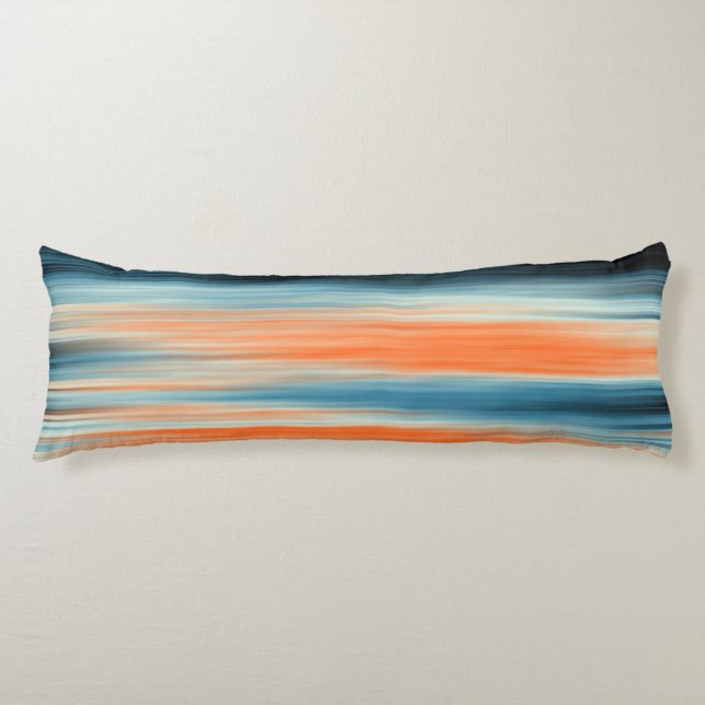 Orange Blue Stripes Body Pillow (Front)