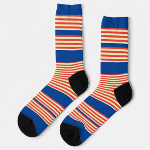 Orange Blue Stripes  Socks