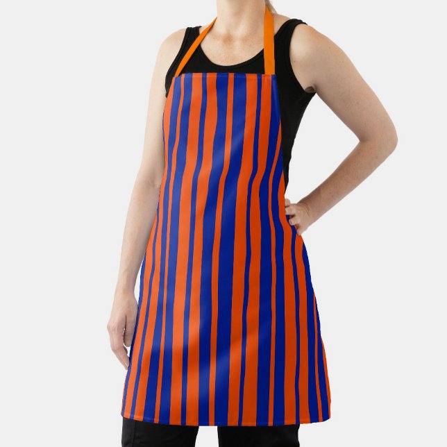 Orange Blue Stylish Stripes Pattern Design  Apron (Creator Uploaded)