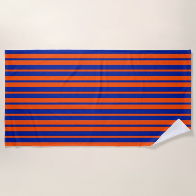 Orange Blue Stylish Stripes Pattern Design  Beach Towel (Front)