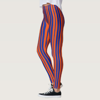 Orange Blue Stylish Stripes Pattern Design  Leggings
