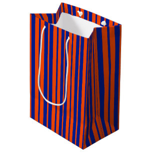 Orange Blue Stylish Stripes Pattern Design  Medium Gift Bag