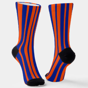 Orange Blue Stylish Stripes Pattern Design Socks