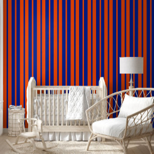 Orange Blue Stylish Stripes Pattern Design Wallpaper