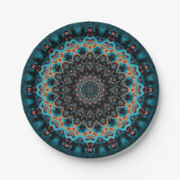 Orange Blue Teal Black Mandala