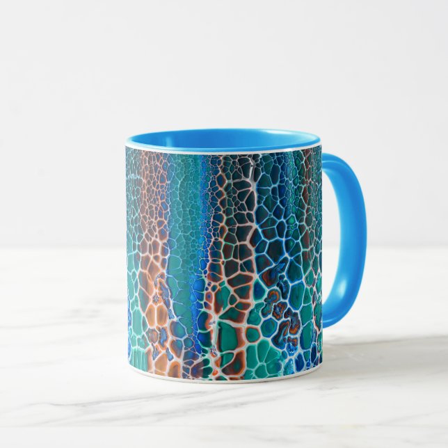 Orange Blue Teal Stained Glass Abstraction Mug (Front Right)