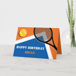 Orange - blue tennis court customizable card