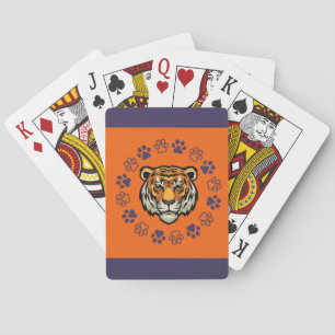 Orange & Blue Tiger Head Playing Cards