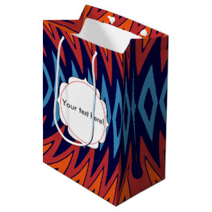 Orange blue windmill abstract design medium gift bag