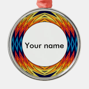 Orange blue windmill abstract design metal ornament