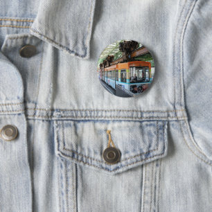 Orange Blue Wuppertal Floating Train 2 Inch Round Button