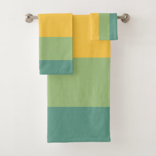 Orange, blue, yellow and green stripes bath towel set