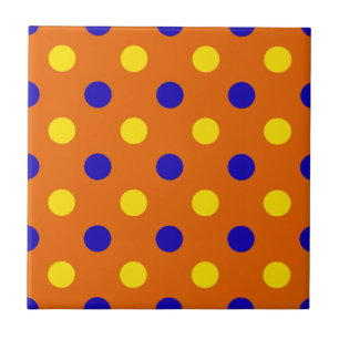 Orange Blue Yellow Polka Dots Design Tile