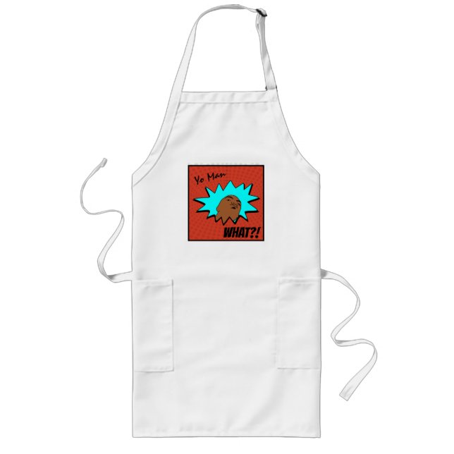 orange blue Yo Man What You Want Mug Shot Comics Long Apron (Front)