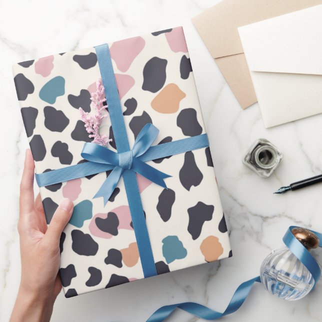 Orange Blush Pink Pastel Leopard Spots Wrapping Paper (Gifting)